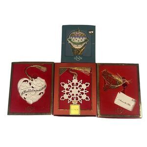 Lot of 4 Lenox Christmas snowflake 2006 1998 hallelujah ballon bird porcelain